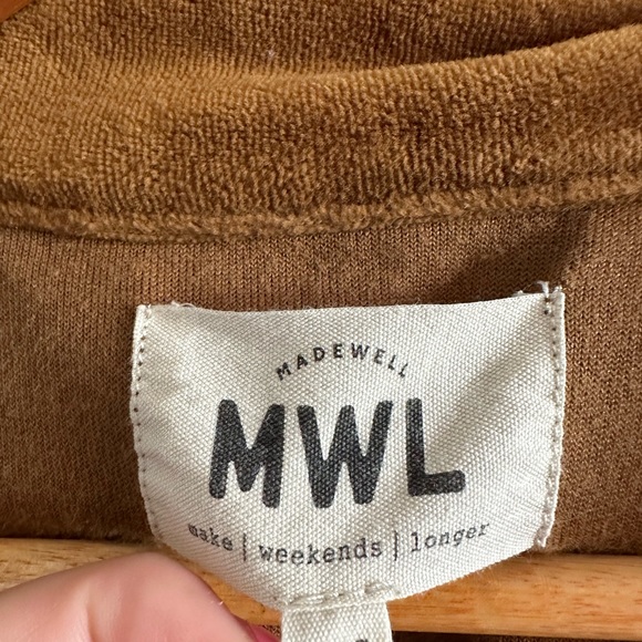 Madewell MWL Brown Orange Velour Half-Zip Sweatshirt Size XXS EUC - Picture 8 of 10
